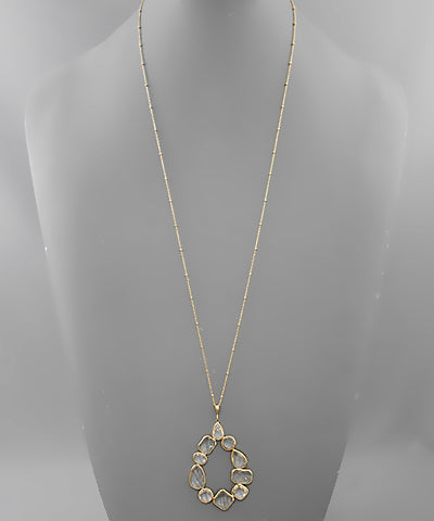 Geo Crystal Teardrop Necklace
