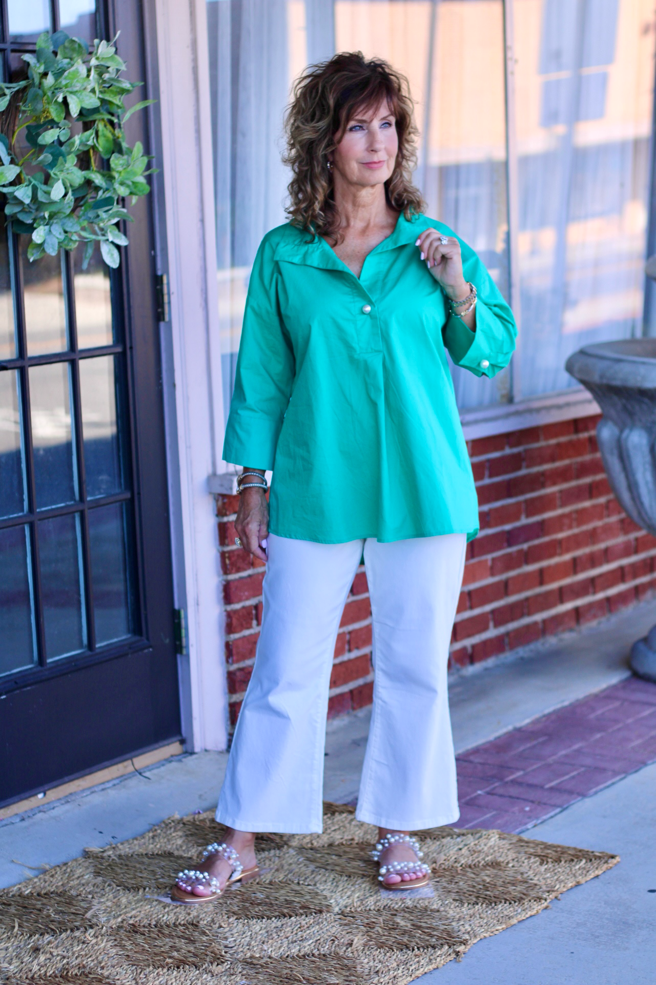Collared Pearl Button Top
