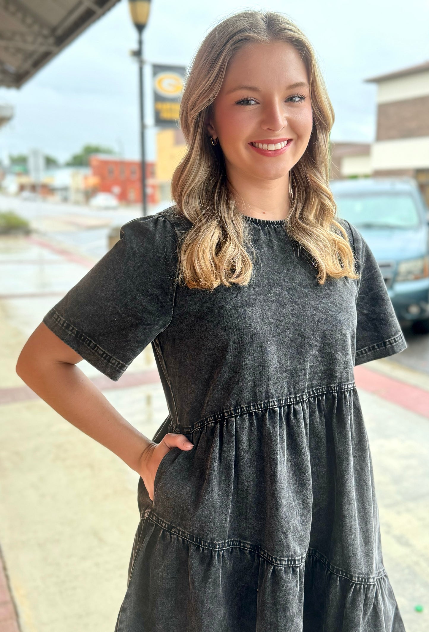 Mineral Washed Denim Dress
