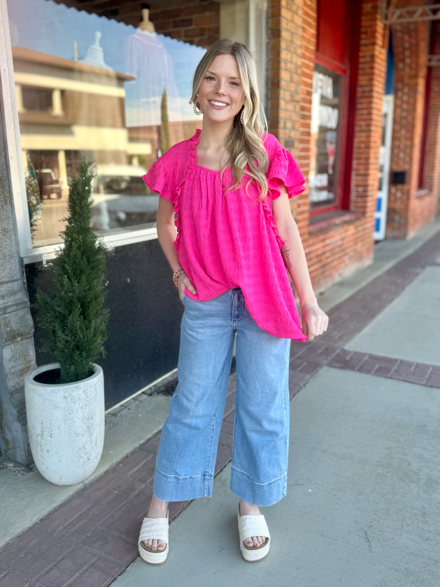 V-Neck Ruffle Top
