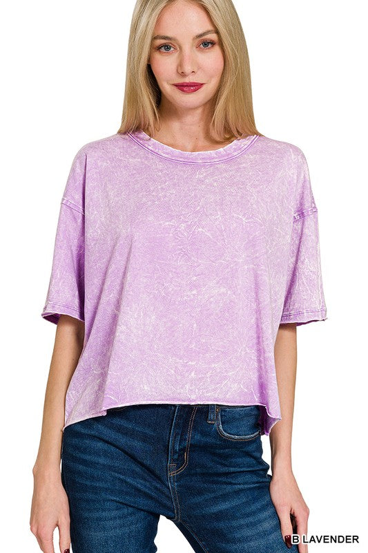 Zenana Acid Wash Box Tee
