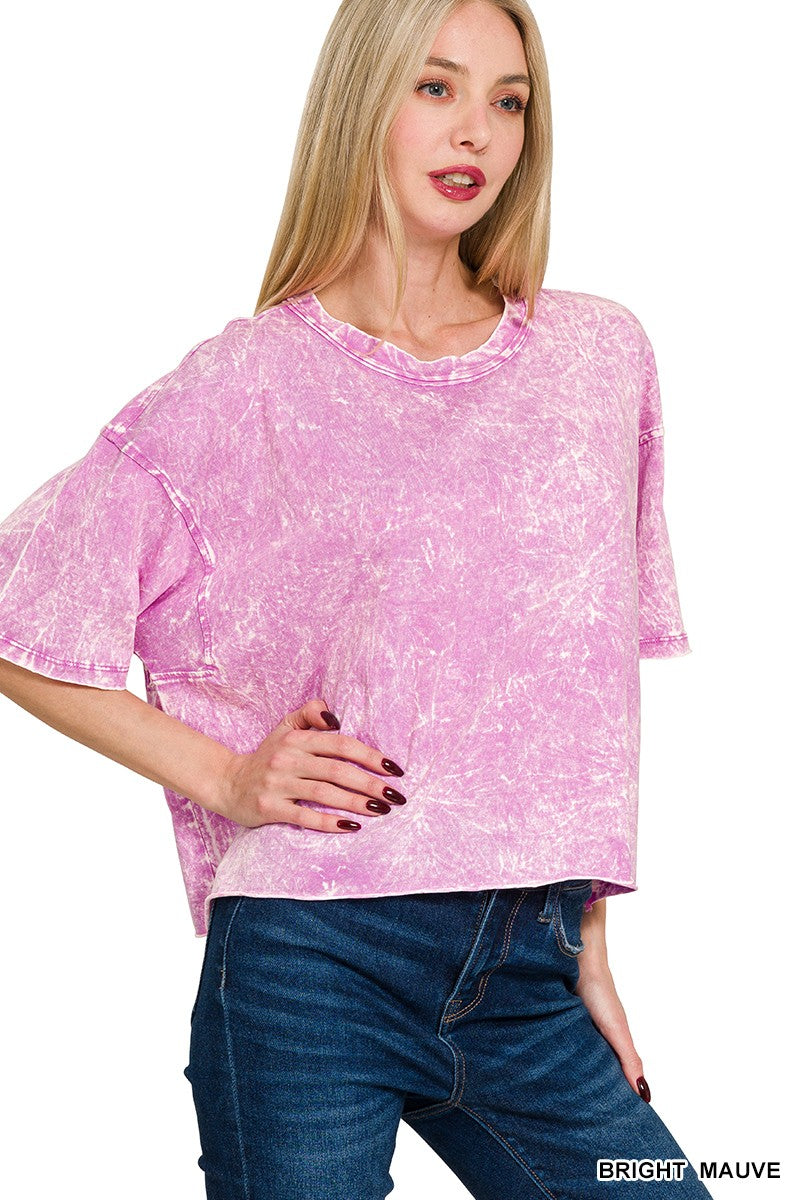 Zenana Acid Wash Box Tee