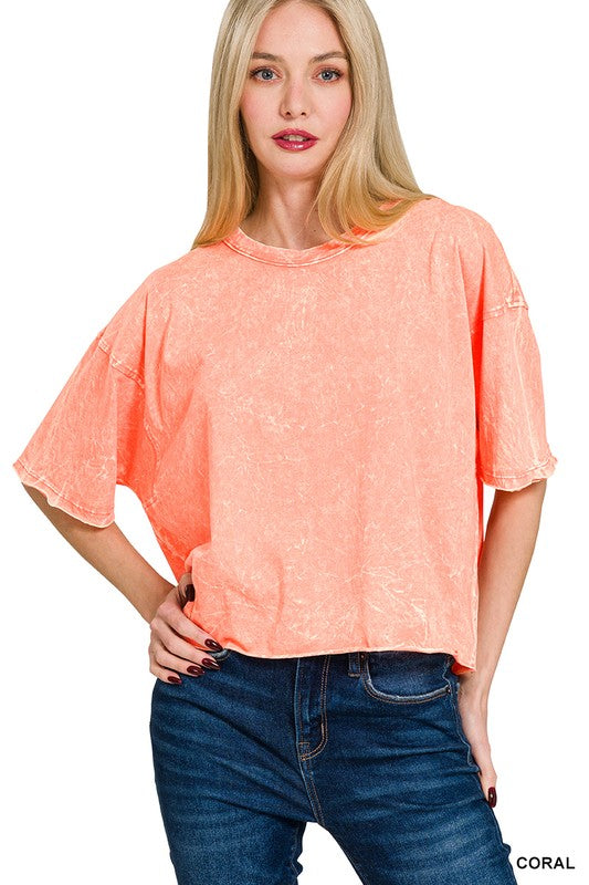 Zenana Acid Wash Box Tee