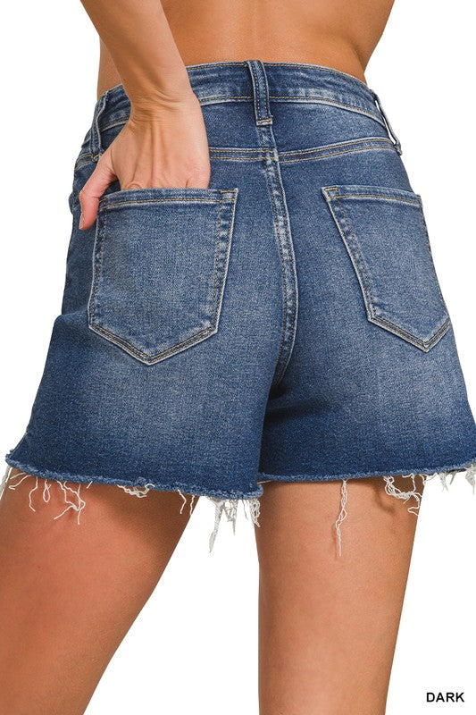 Distressed Hem Denim Short