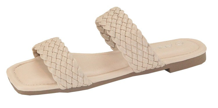 Girls Nude Braided Flats