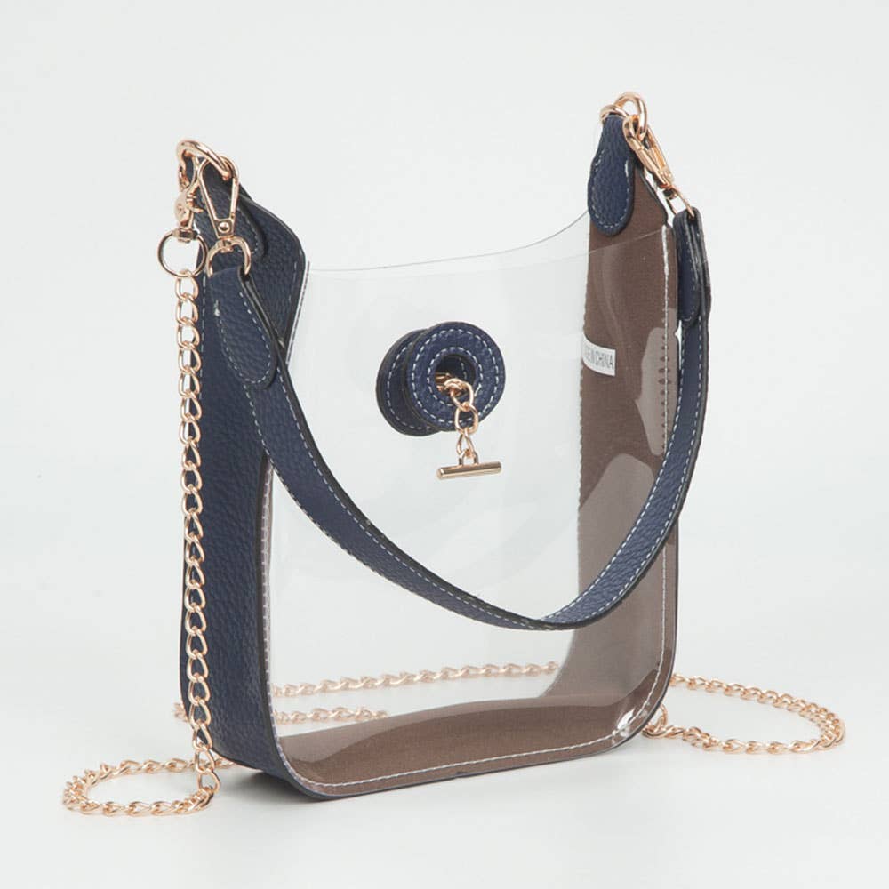 Clear Faux Leather Chain Mini Crossbody Bag
