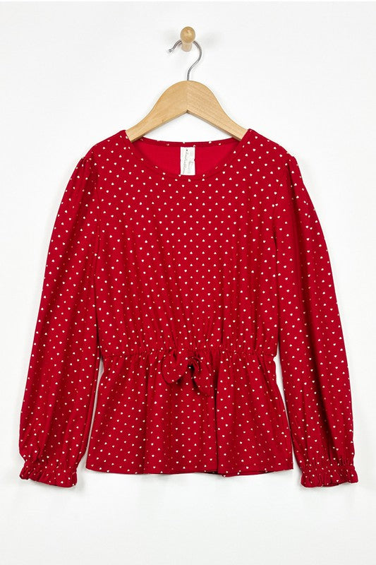 Girls Polka Dot Peplum Top