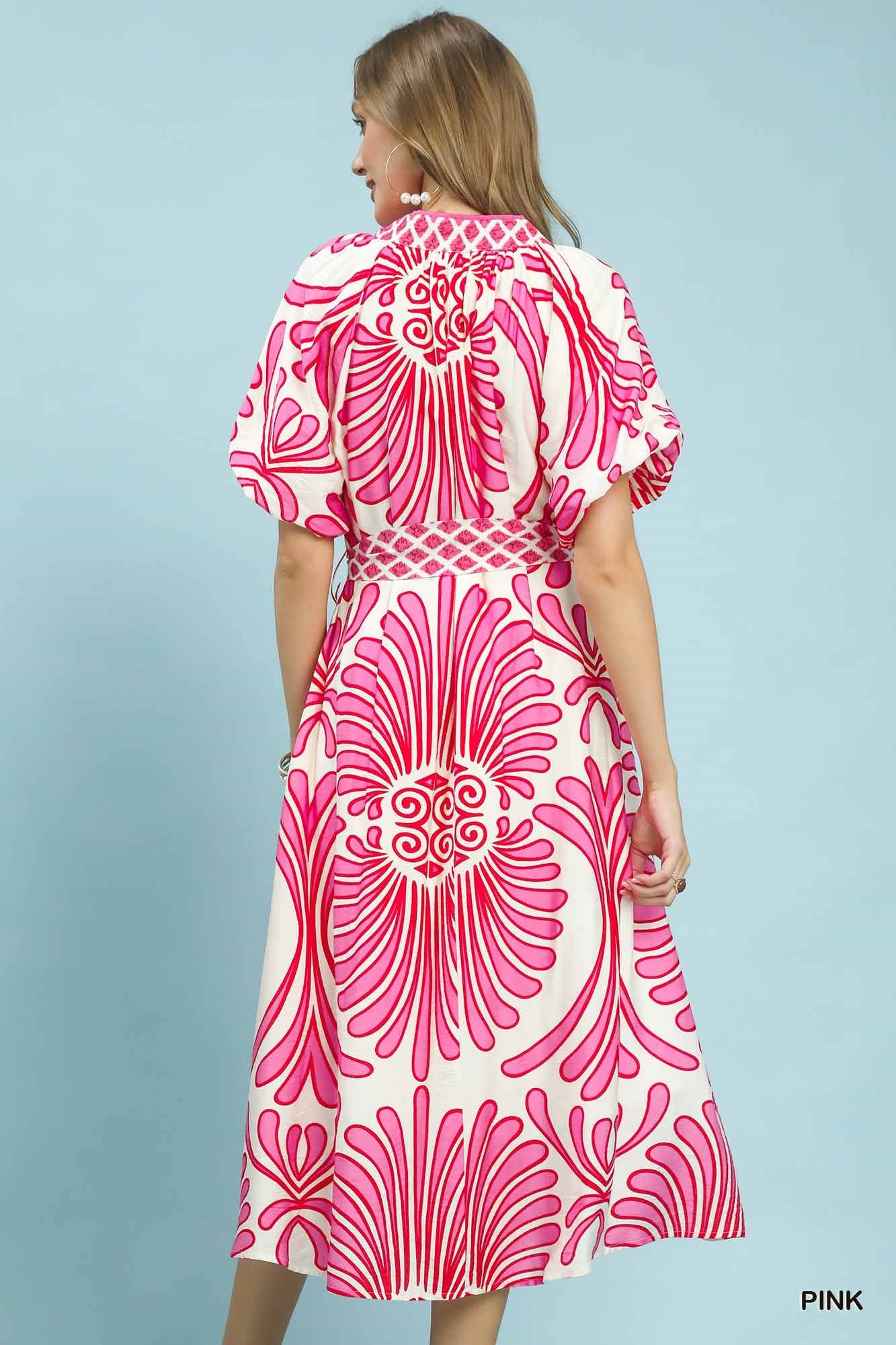 Bold Geo Floral Belted Maxi Dress