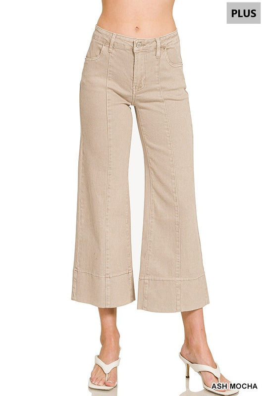 Zenana Plus Cropped Color Denim Pants