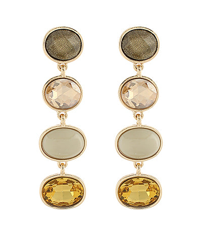 Linear Oval Stone Earrings