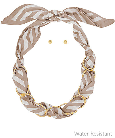 Stripe Pattern Scarf Link Necklace