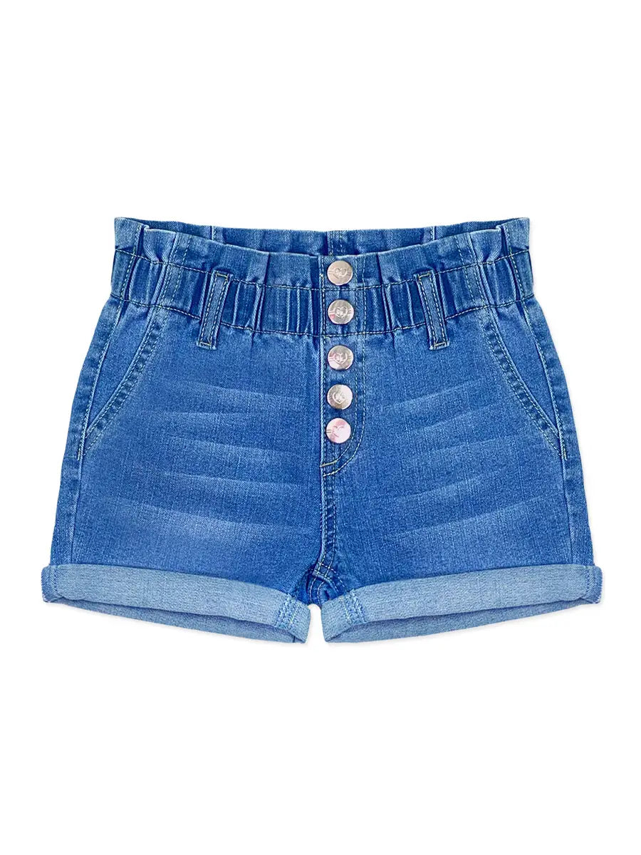 Girls Denim Paperbag Shorts