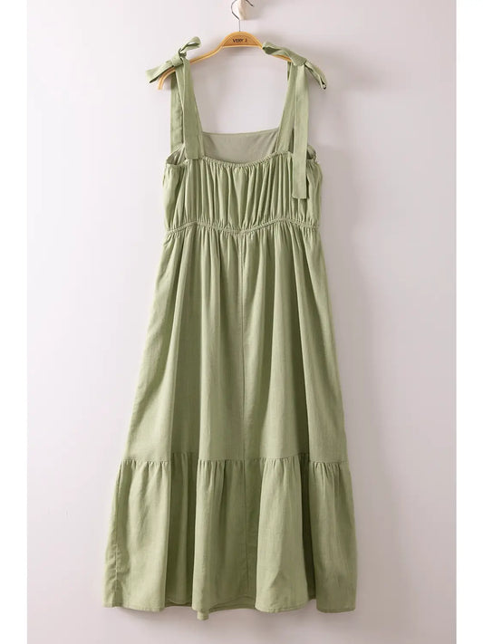 Embroidery Detail Midi Sleeveless Dress