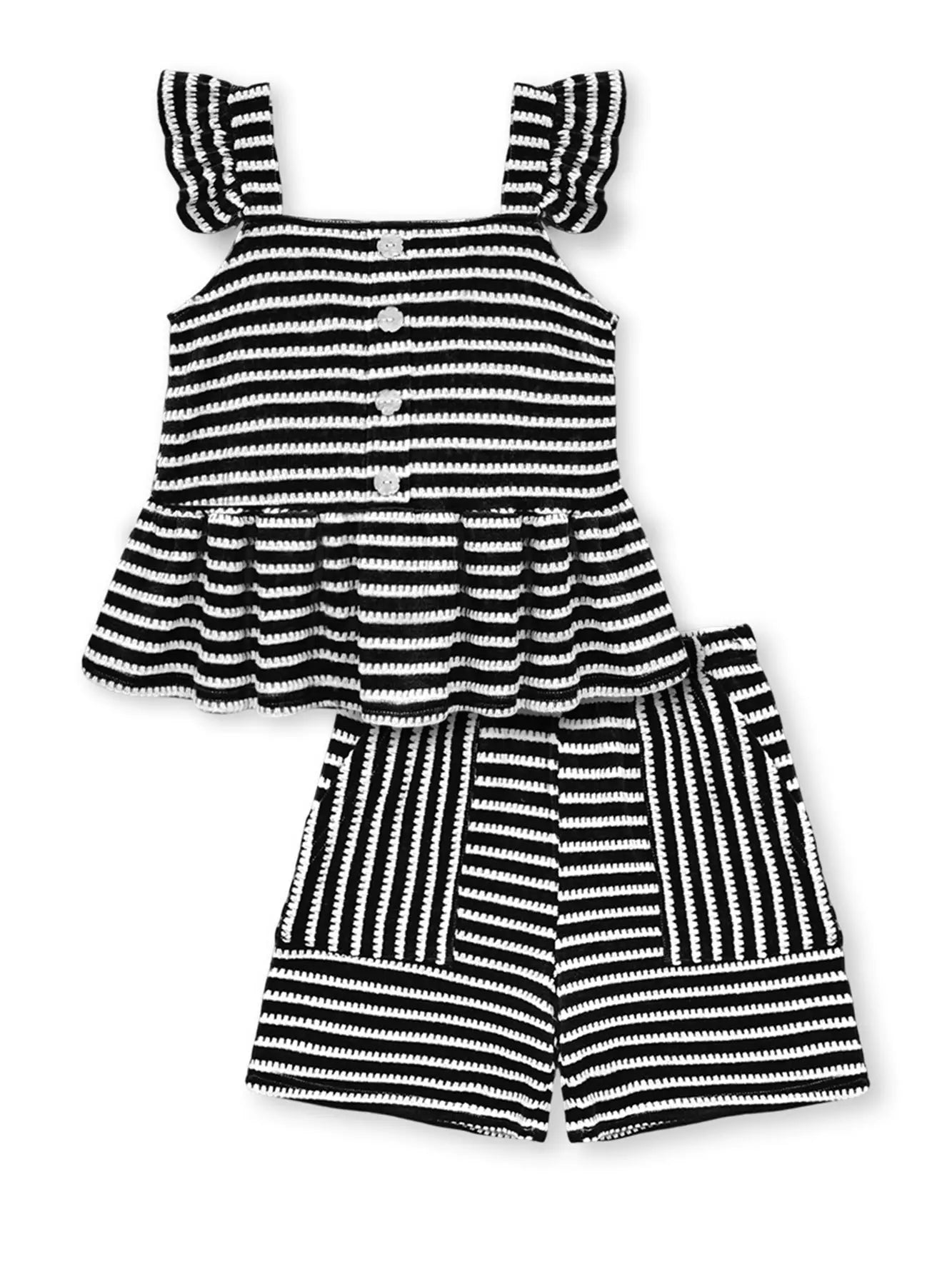 Girls Striped Short Set