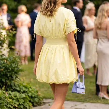 Tied Sleeve Bubble Hem Mini Dress