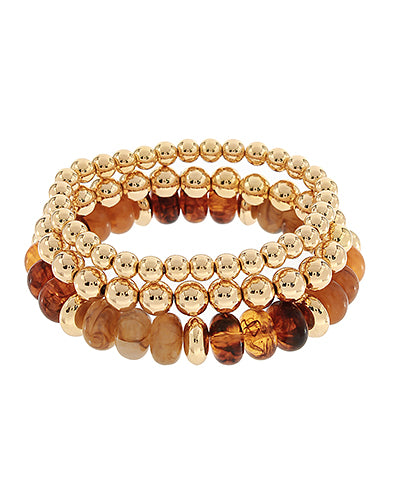 3 Row Marble & CCB Bead Bracelet