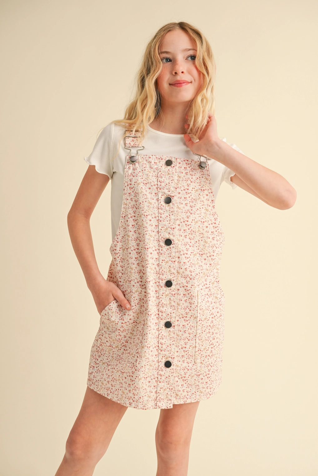 Girls Floral Overall Dress