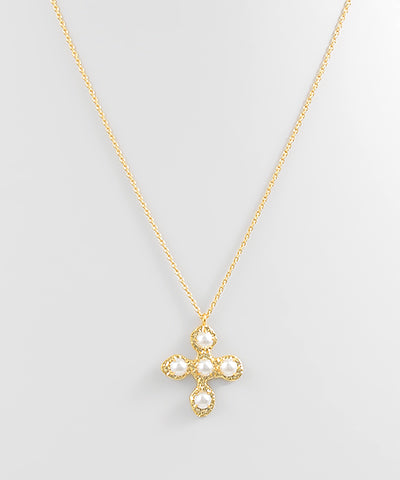 Pearl Cross Pendant Necklace