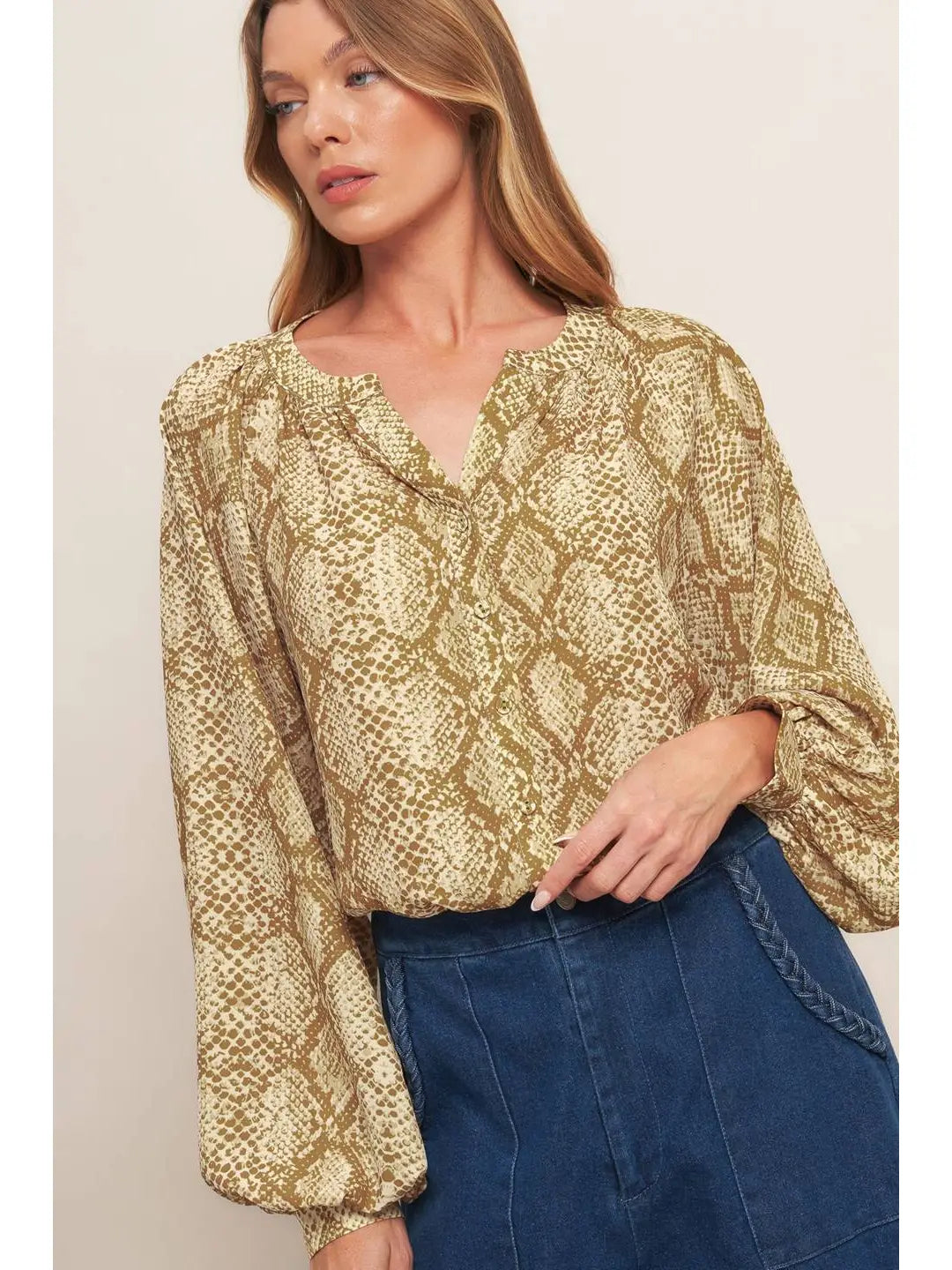 Snakeskin Printed Top