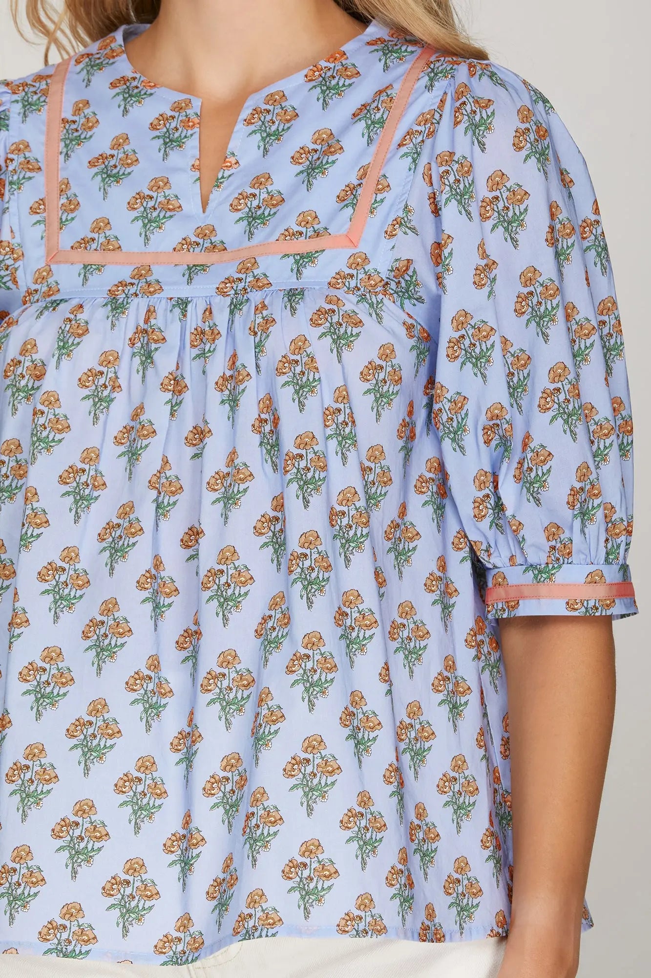Floral Print Puff Sleeve Top