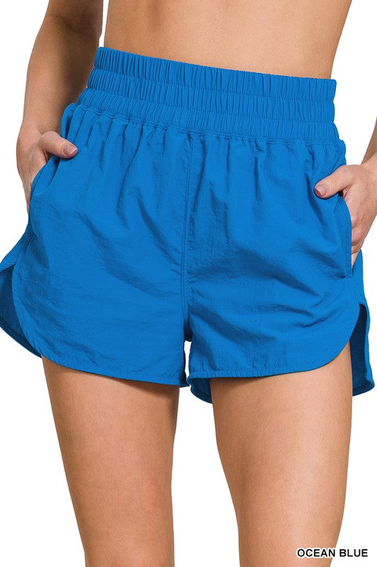 Zenana Smocked Waistband Running Shorts