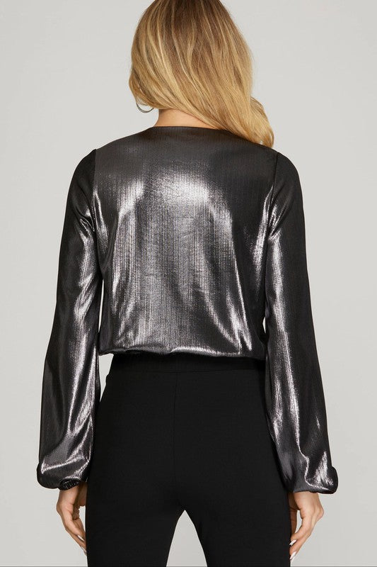 Long Sleeve Metallic Bodysuit
