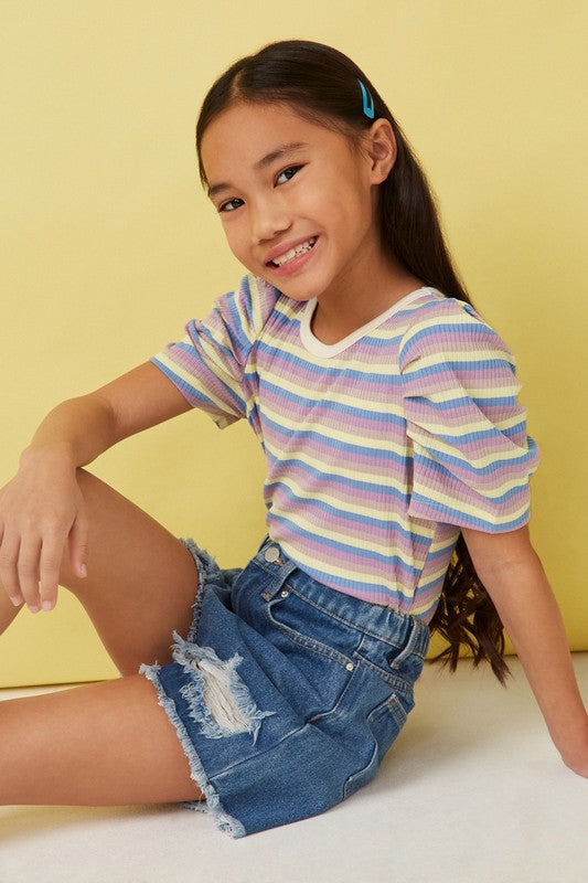 Girls Multicolor Striped Top