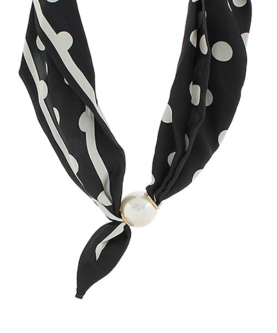 Accented Pearl Polka Dot Scarf Necklace