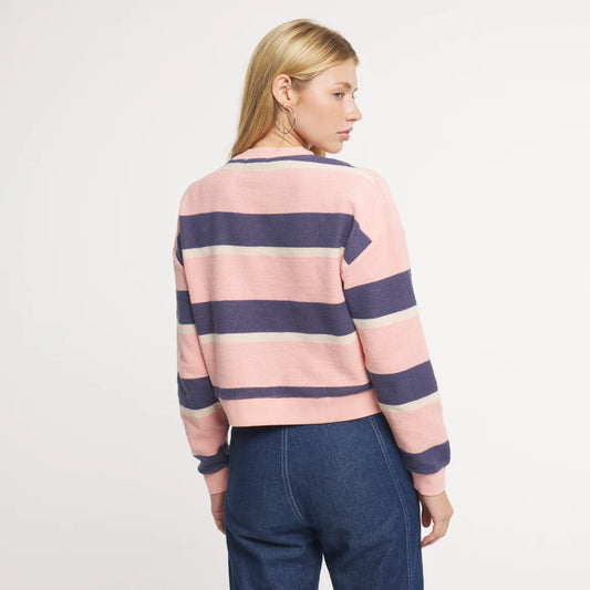 Southern Marsh Sunday Morning Sweater-Mimosa Stripe-Camelia & Navy