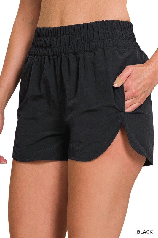 Zenana Smocked Waistband Running Shorts