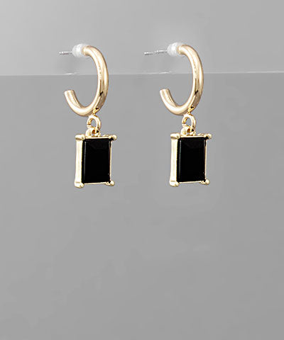 Square Glass Dangle Hoops