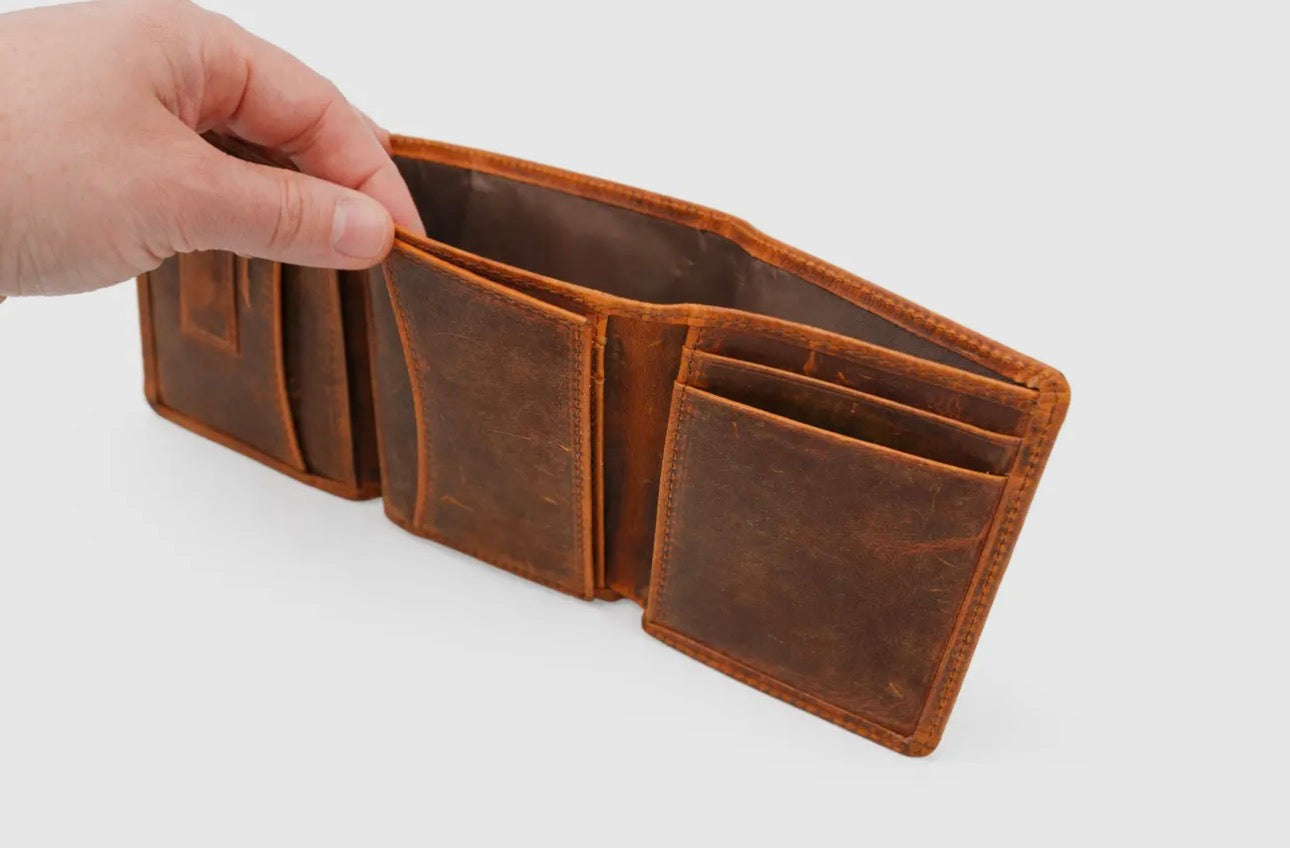 Leather Wallet For Men Handcrafted Distressed Trifold Wallet