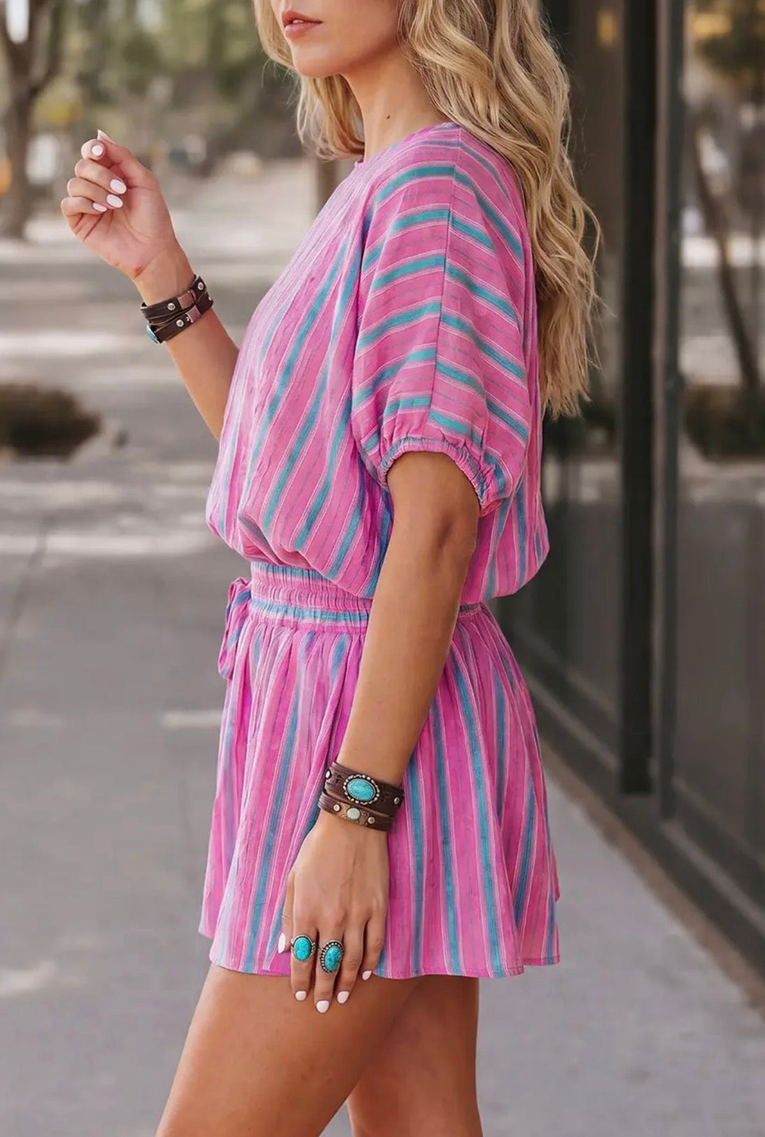 Striped Loose Short Set