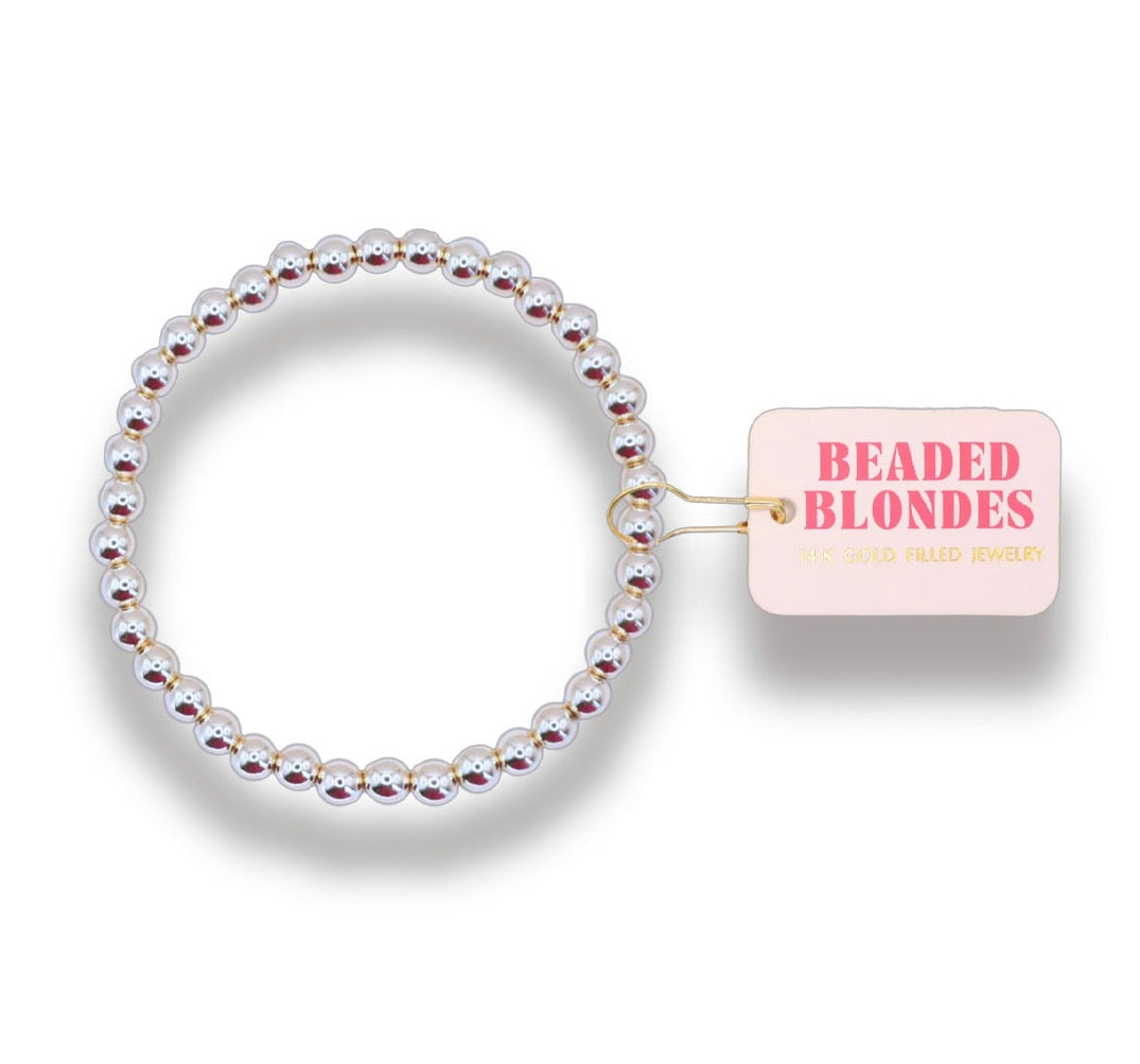 Beaded Blondes 5mm Beaded Bracelet-Silver