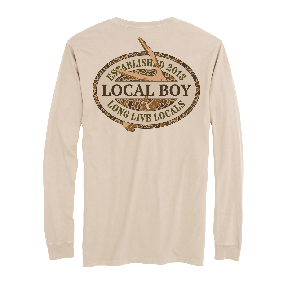 Local Boy Old School Antler Oval LS Tee-Latte