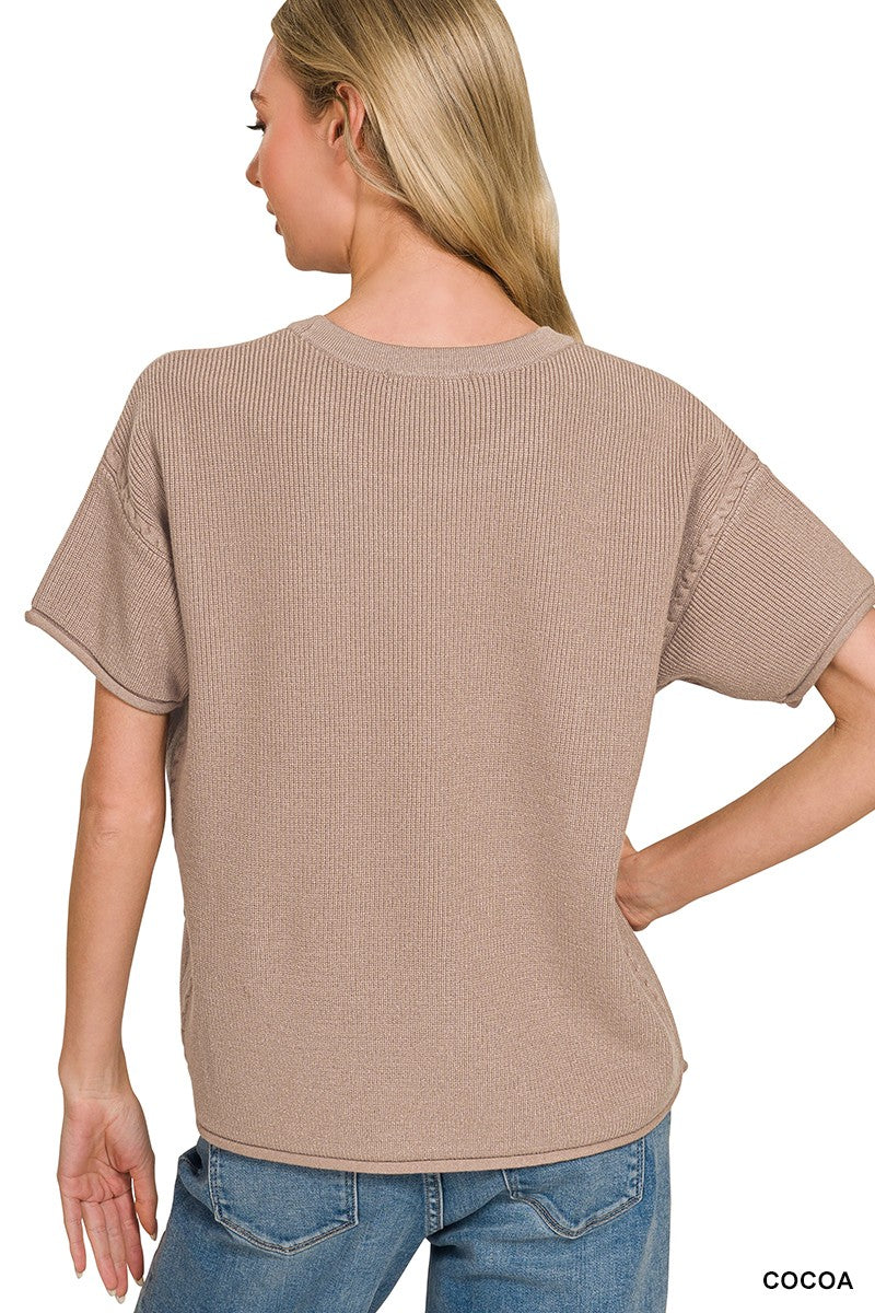 Zenana Viscose Short Sleeve Sweater