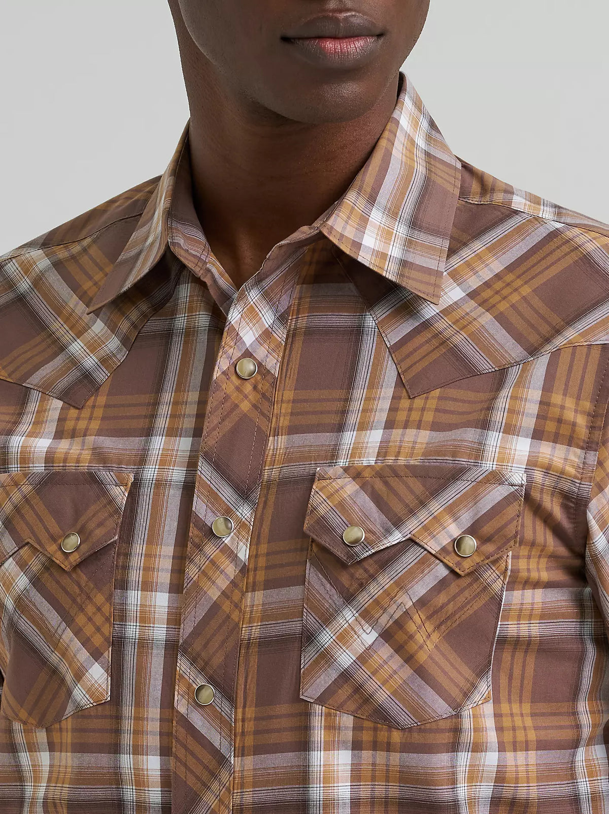 Wrangler Retro® SS Western Snap Shirt-Maple Brown