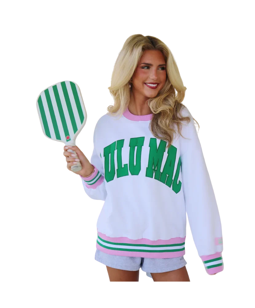 Lulu Mac Social Society Stitch Sweatshirt - Green/Pink