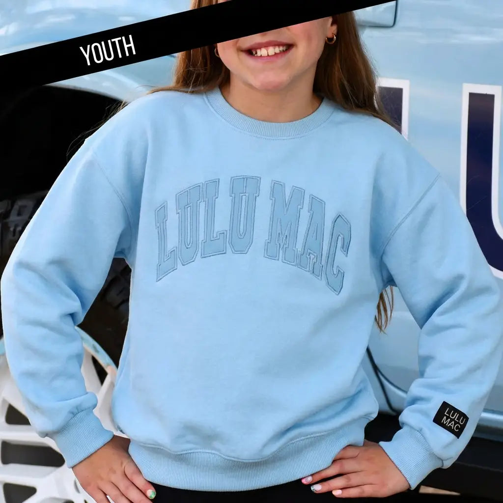 Girls Lulu Mac Stitched Sweatshirt - Light Blue
