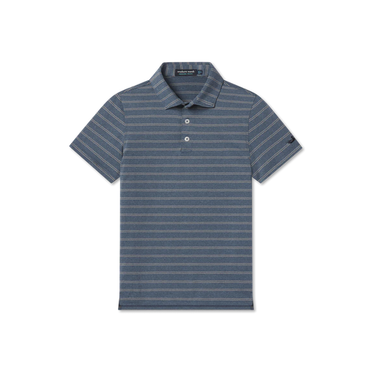 Southern Marsh YOUTH Newcastle Stripe Featherlight Polo-Washed Lunar Navy