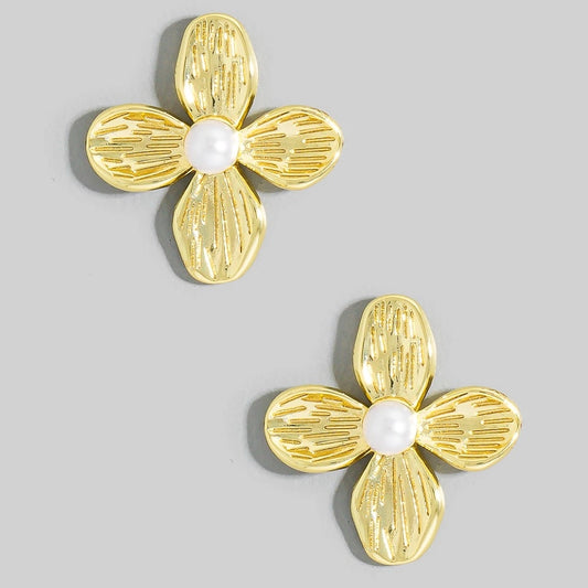 Pearl & Flower Stud Earrings