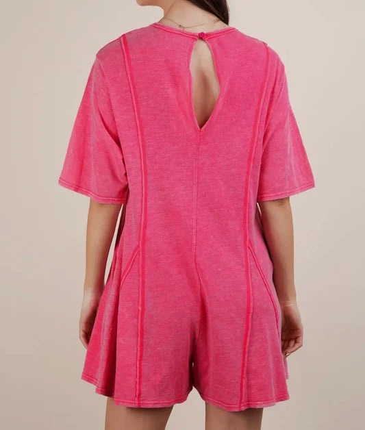 Mineral Washed Oversized Knit Comfy Romper