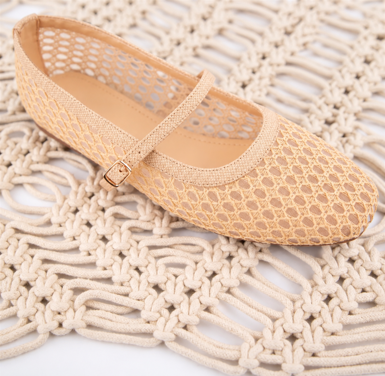 Woven Raffia Mary Jane Flats