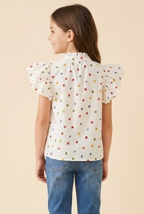 Girls Multicolor Polka Dot Blouse