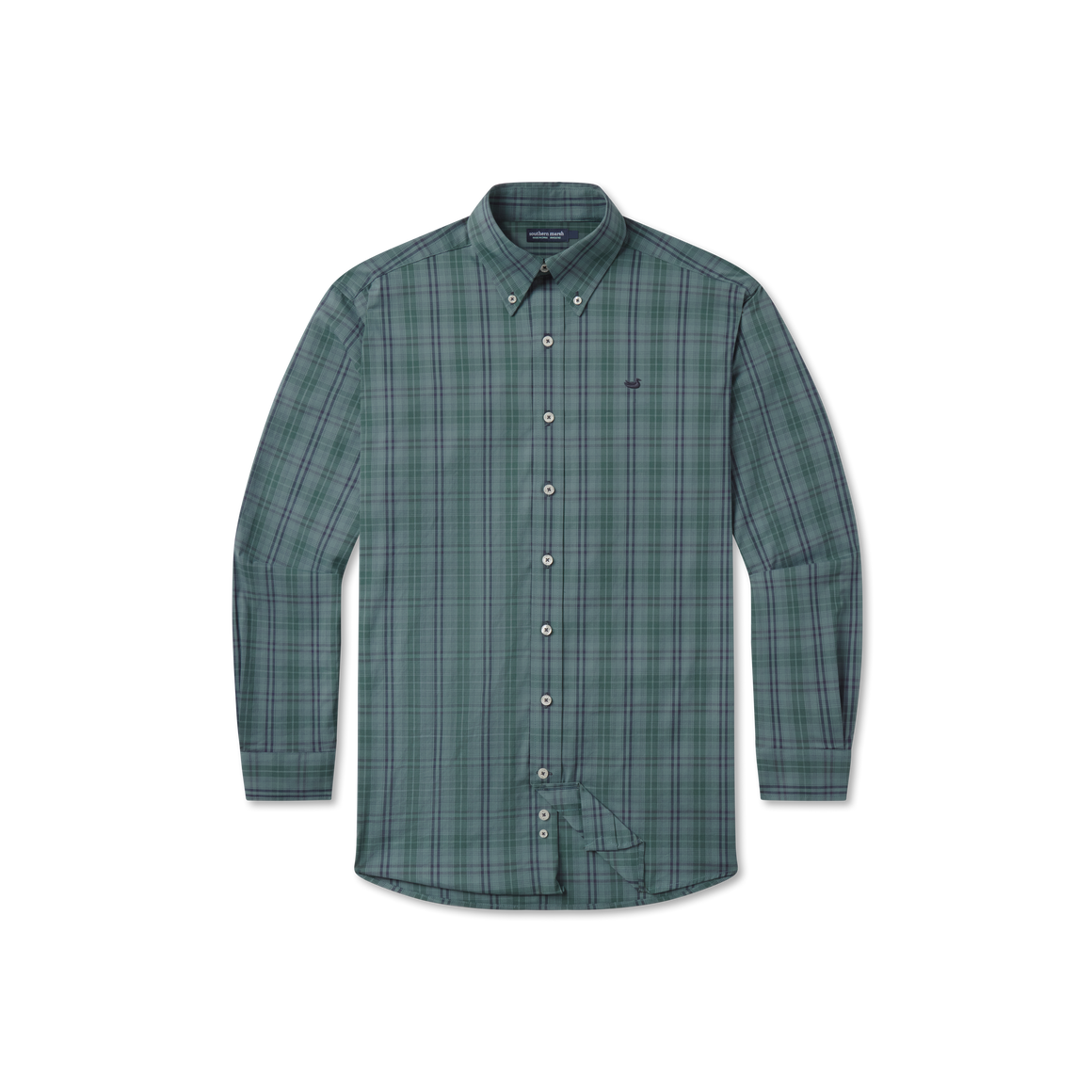 Southern Marsh YOUTH Highlands Lattice Performance Dress Shirt-Dk Green & Sage