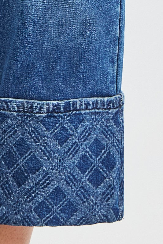 Risen Plaid Cuff Jeans