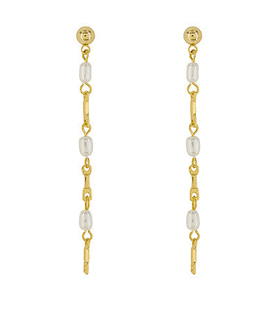 Pearl Station Chain Drop Earrings