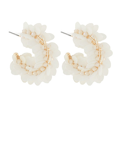 Beaded Glass Petal Hoops