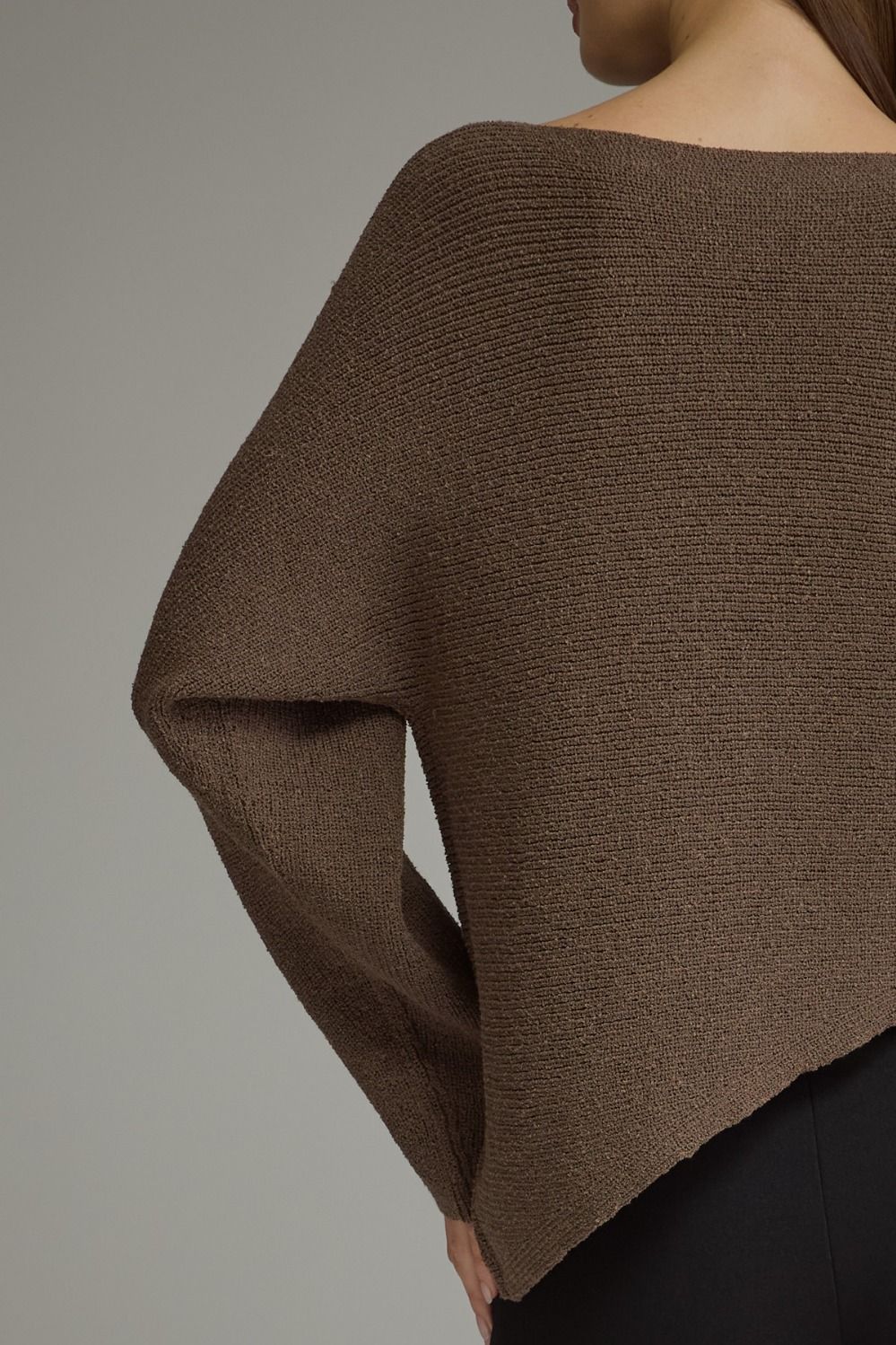 Asymmetrical Hem Knit Top-Mocha