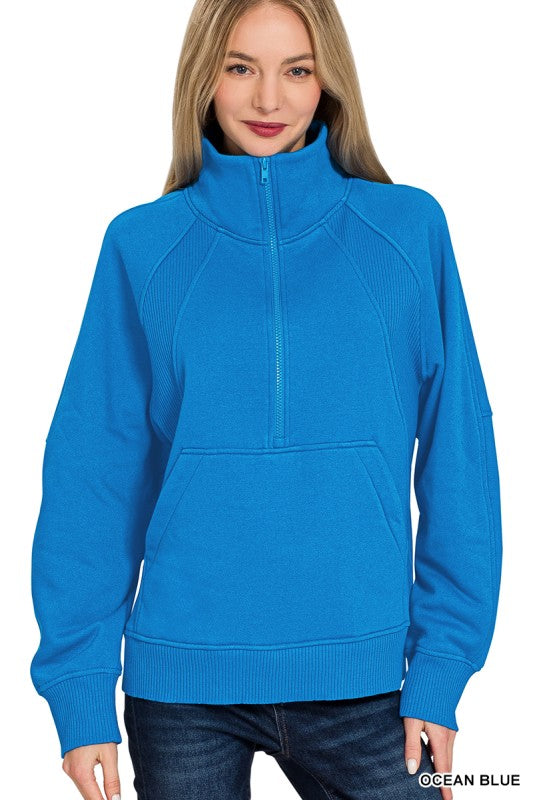 Zenana Half Zip Fleece Pullover